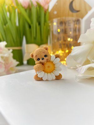 Молд Ведмедики з ромашкою цукерки, 3шт у молді 0656 фото